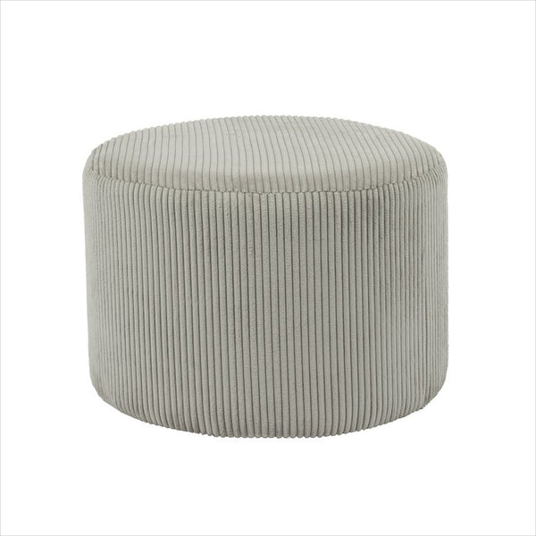Hocker BORNHOLM - Sitzhocker - Pouf - Rund Cord Hellgrau