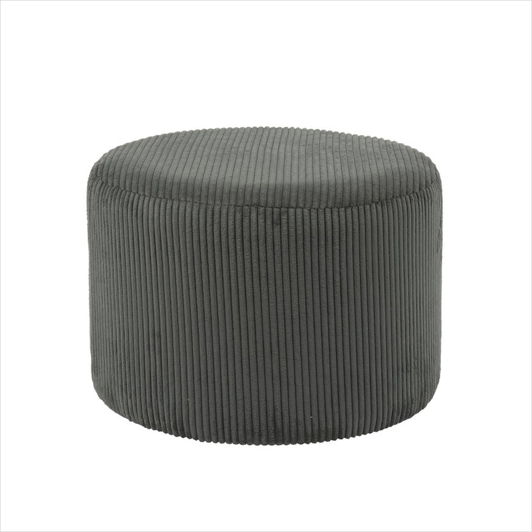 Hocker BORNHOLM - Sitzhocker - Pouf - Rund Cord Dunkelgrau