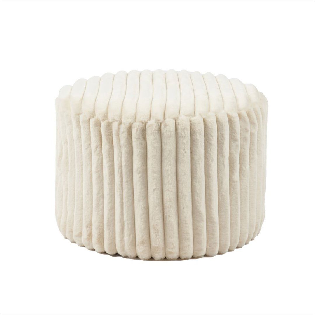 Hocker BORNHOLM - Sitzhocker - Pouf - Rund Plüsch-Cord Beige