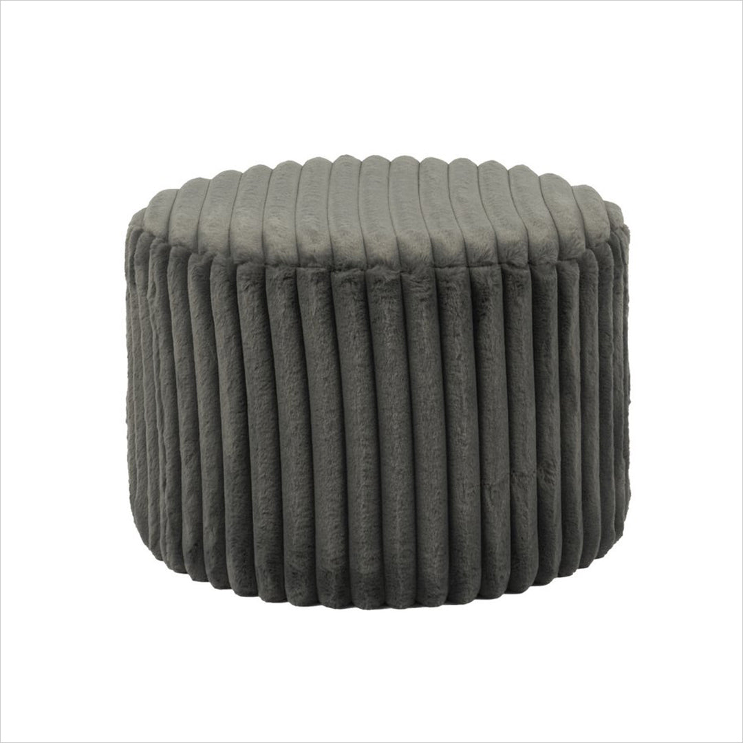 Hocker BORNHOLM - Sitzhocker - Pouf - Rund Plüsch-Cord Dunkelgrau