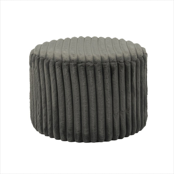 Hocker BORNHOLM - Sitzhocker - Pouf - Rund Plüsch-Cord Dunkelgrau