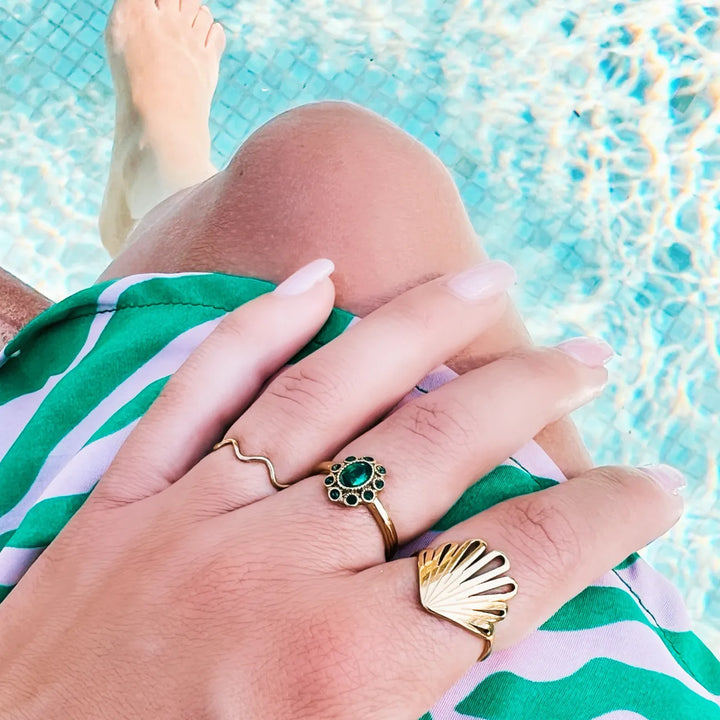 Ring - Vintage PEARLS - Gold/Grün