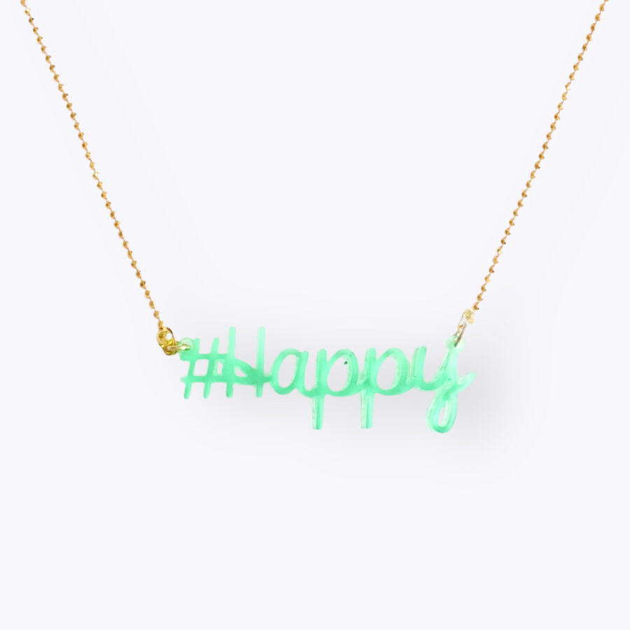 Halskette - Kette #HAPPY Anhänger aus recycelten Materialien