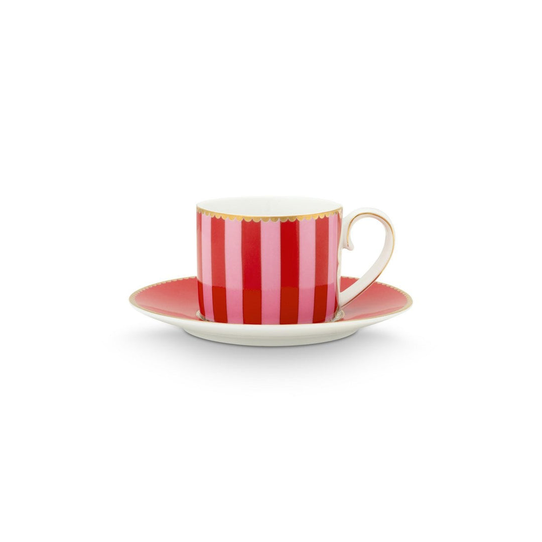 Espressotassen 2er-Set LOVE BIRDS MEDALLION Stripes RED