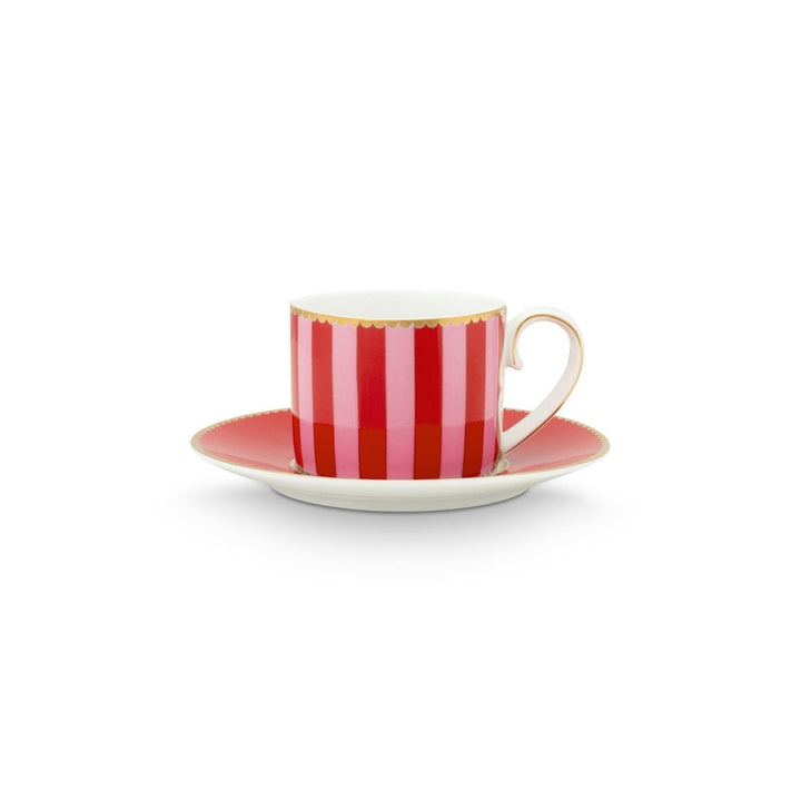 Espressotassen 2er-Set LOVE BIRDS MEDALLION Stripes RED