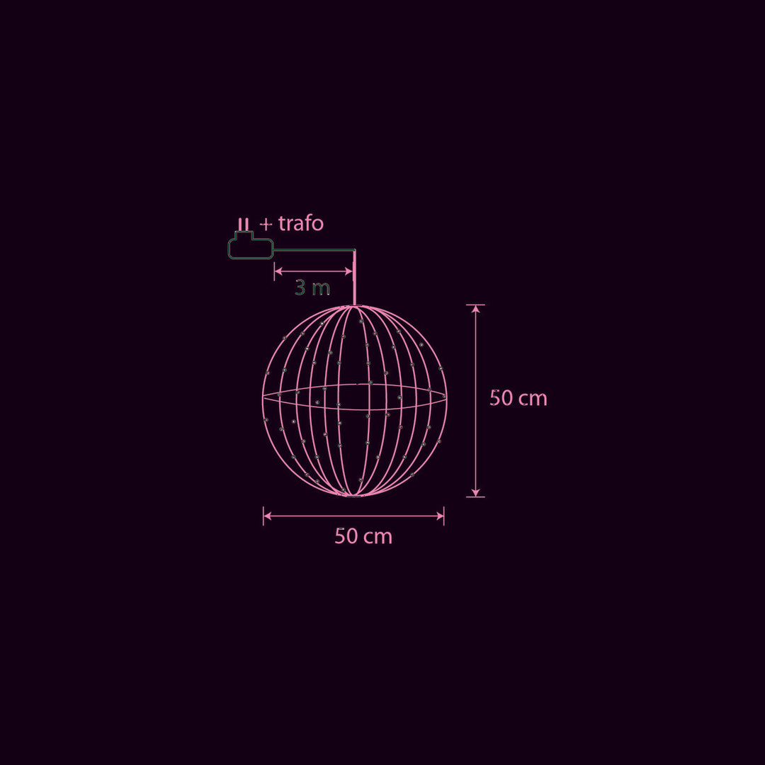 LED Weihnachtsdeko - Kugelrahmen - warmweiß - Ø50 cm