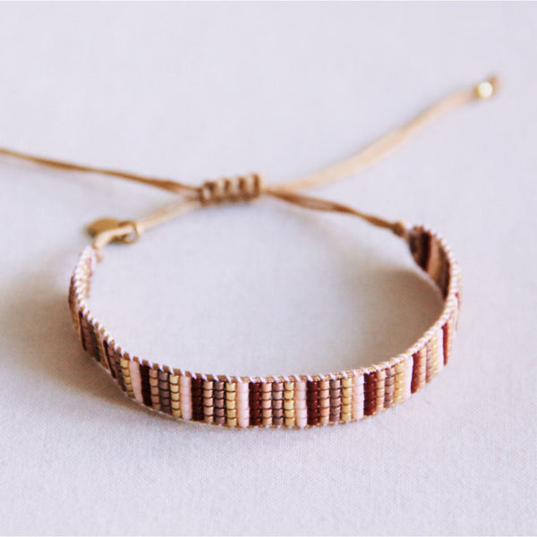 Armband - Miyuki - STRIPES - Nude/Gold