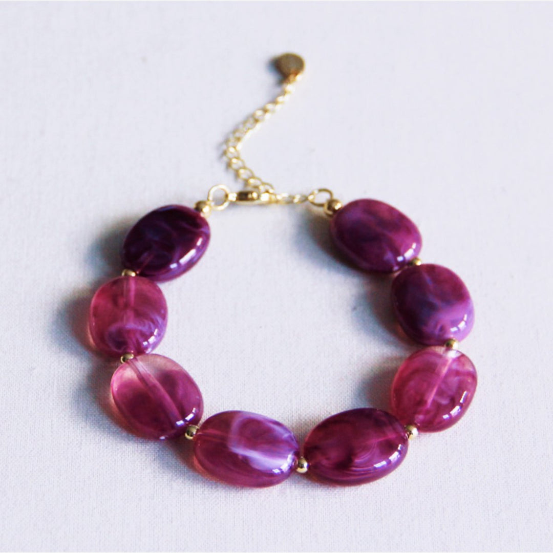 Armband - Perlenkette OVAL XL - Lila