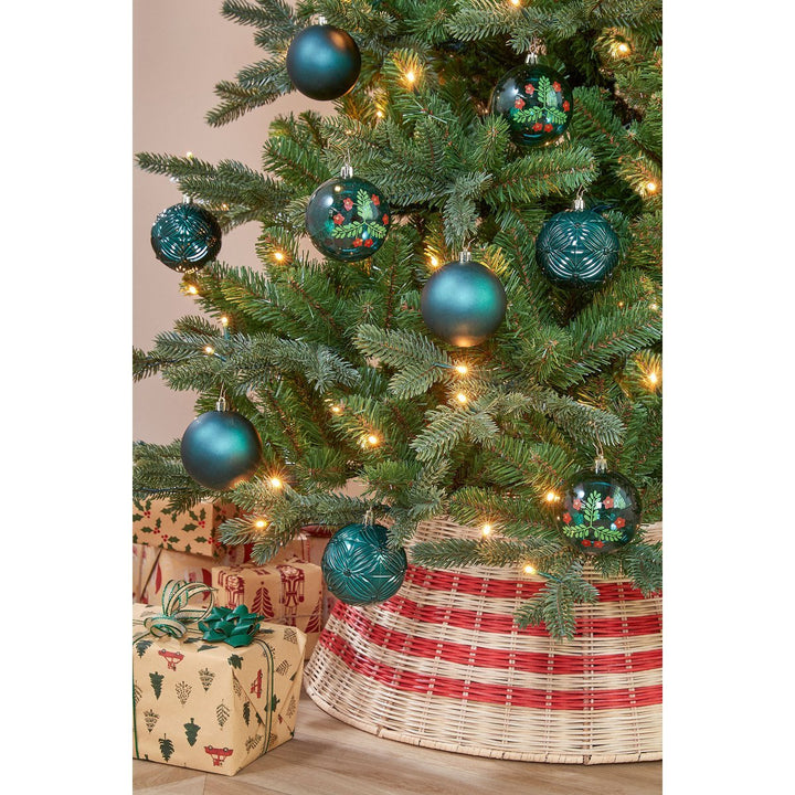 Kugelset - Weihnachtsbaumdeko - Dunkelgrün - Kunststoff - 9 Stück