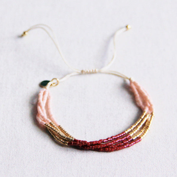 Armband - Miyuki - Colorblock Nude/Bordeaux/Gold