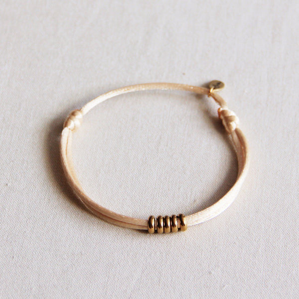 Armband - Satinband RINGS Gold - Nude