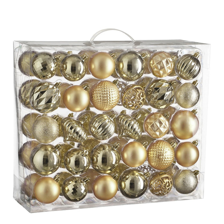 Weihnachtskugeln Set – 60 Stück – Ø7 cm – Kunststoff – Champagner