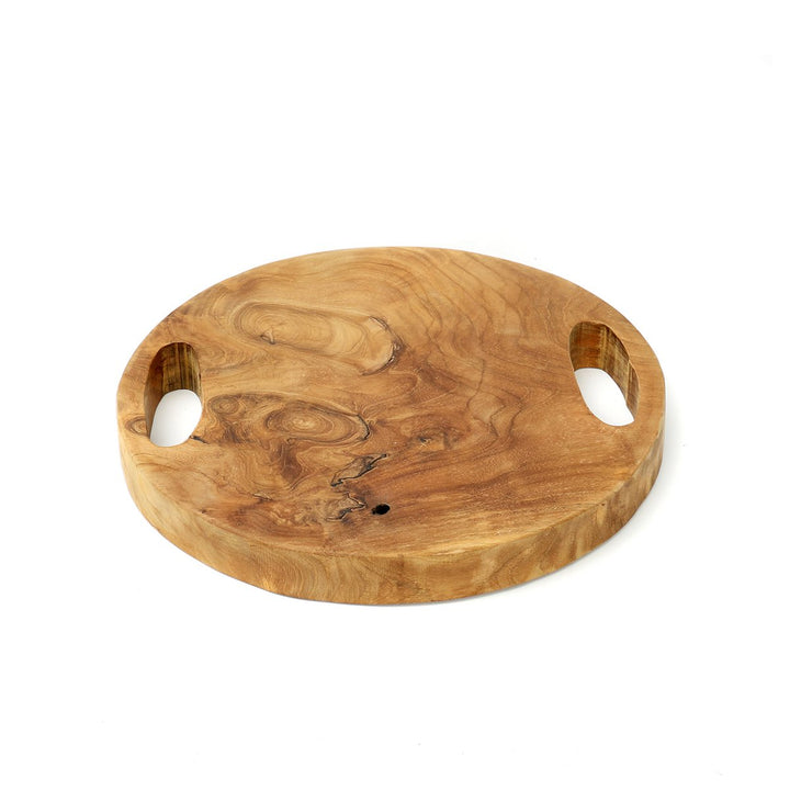 TEAK ROOT Tablett - Dekobrett - Servierplatte mit Griffen S
