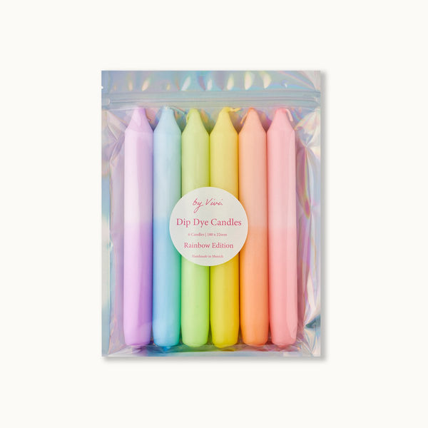 Dip Dye Kerzen 6er-Set: Rainbow Edition