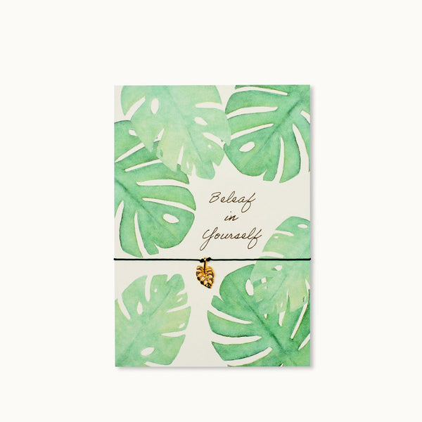 Grußkarte mit Armband: Beleaf in Yourself