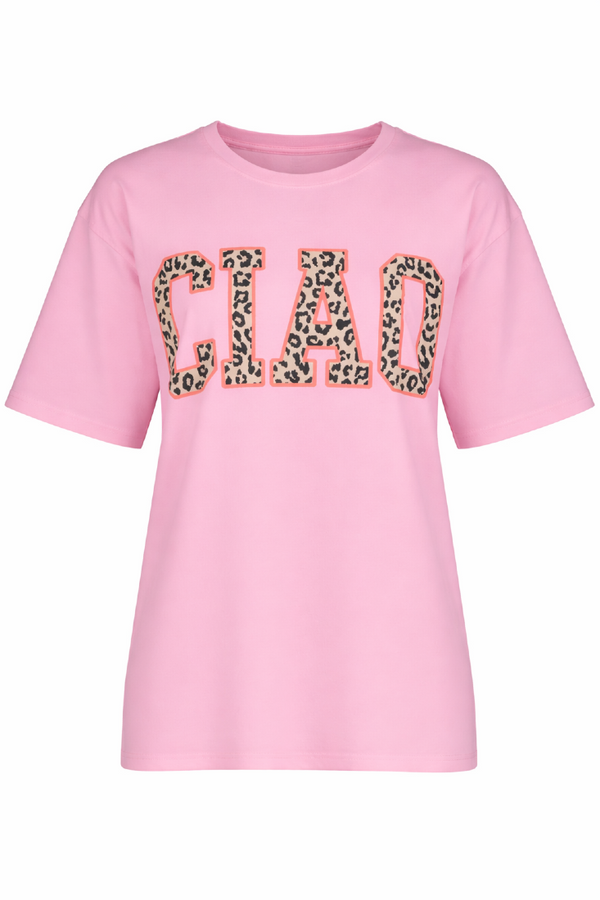 T-Shirt CIAO - Rosa Shirt mit Leo- & Neonprint