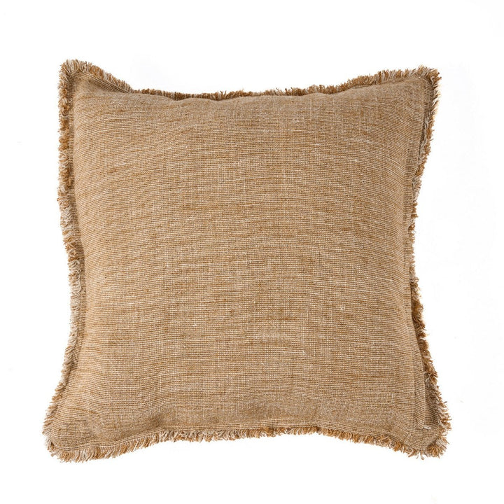 SAHARA FRINGE Kissenbezug mit Fransen - Leinen Naturbraun 50x50
