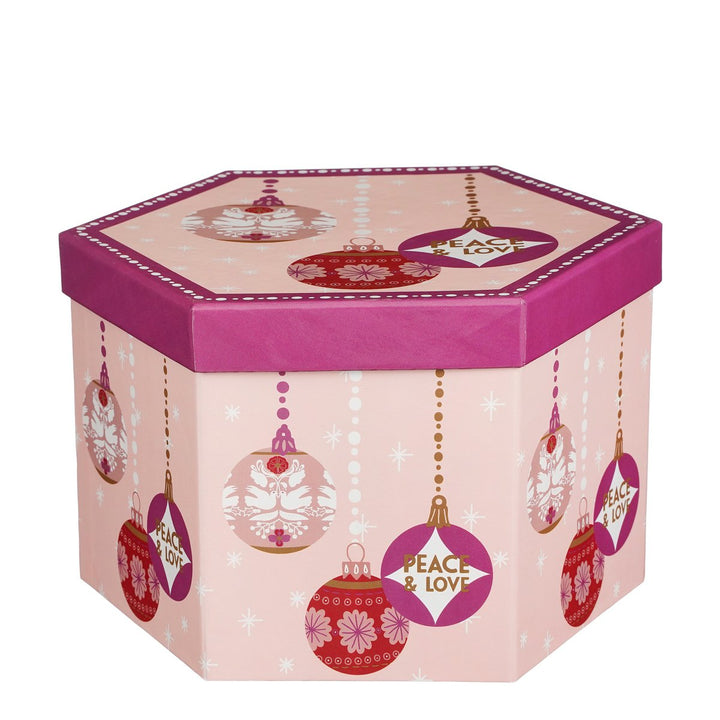 Geschenkset Weihnachtskugeln Peace & Love - 14 Stück - Ø8 cm - Pink