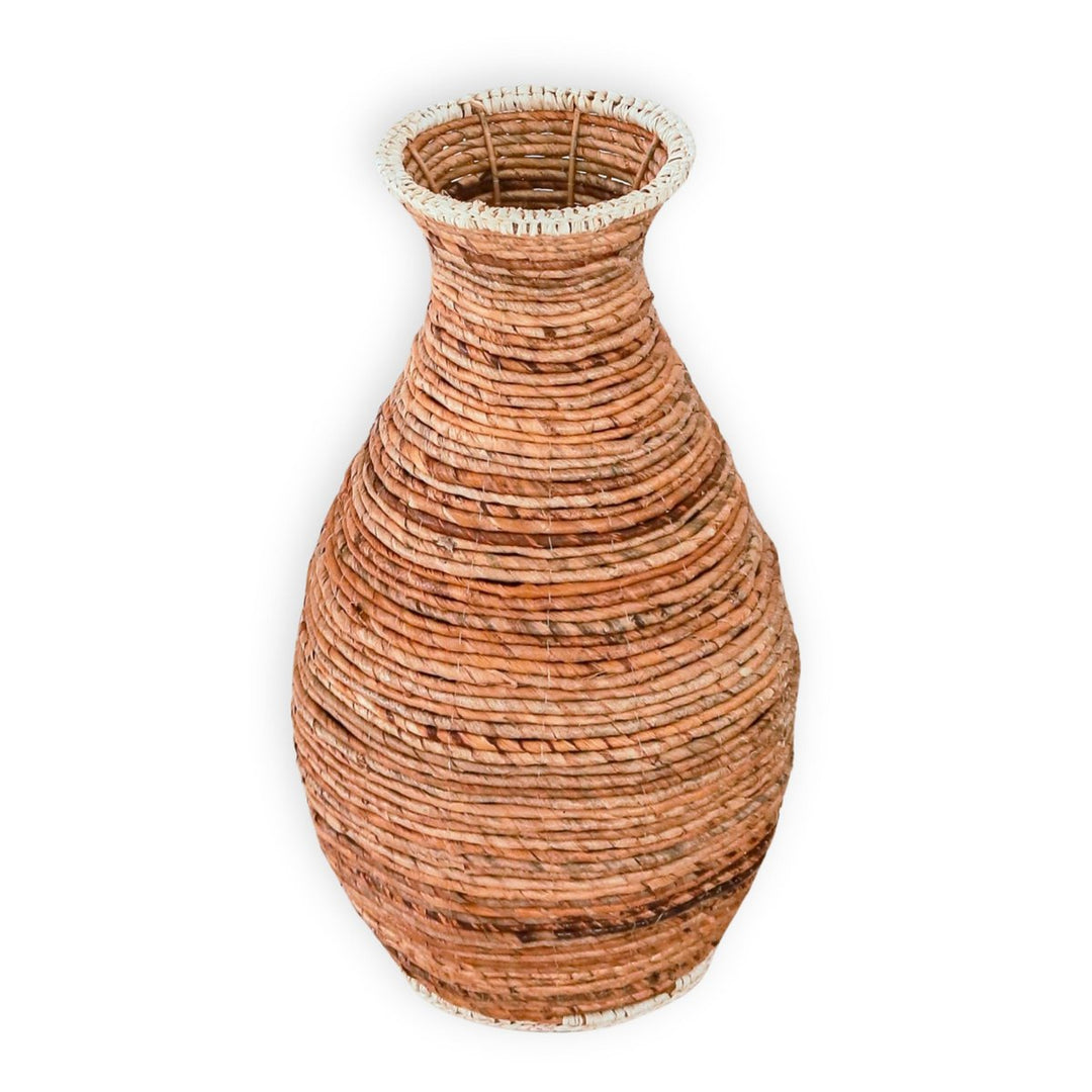bauchige Bodenvase TUMBAK - handgefertigte Boho Korbvase