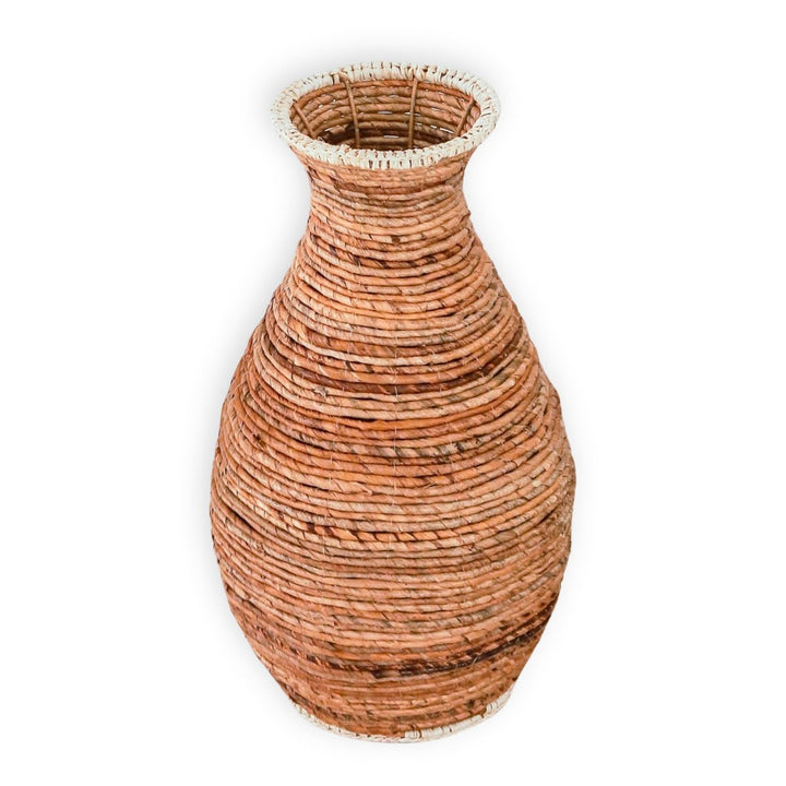 bauchige Bodenvase TUMBAK - handgefertigte Boho Korbvase