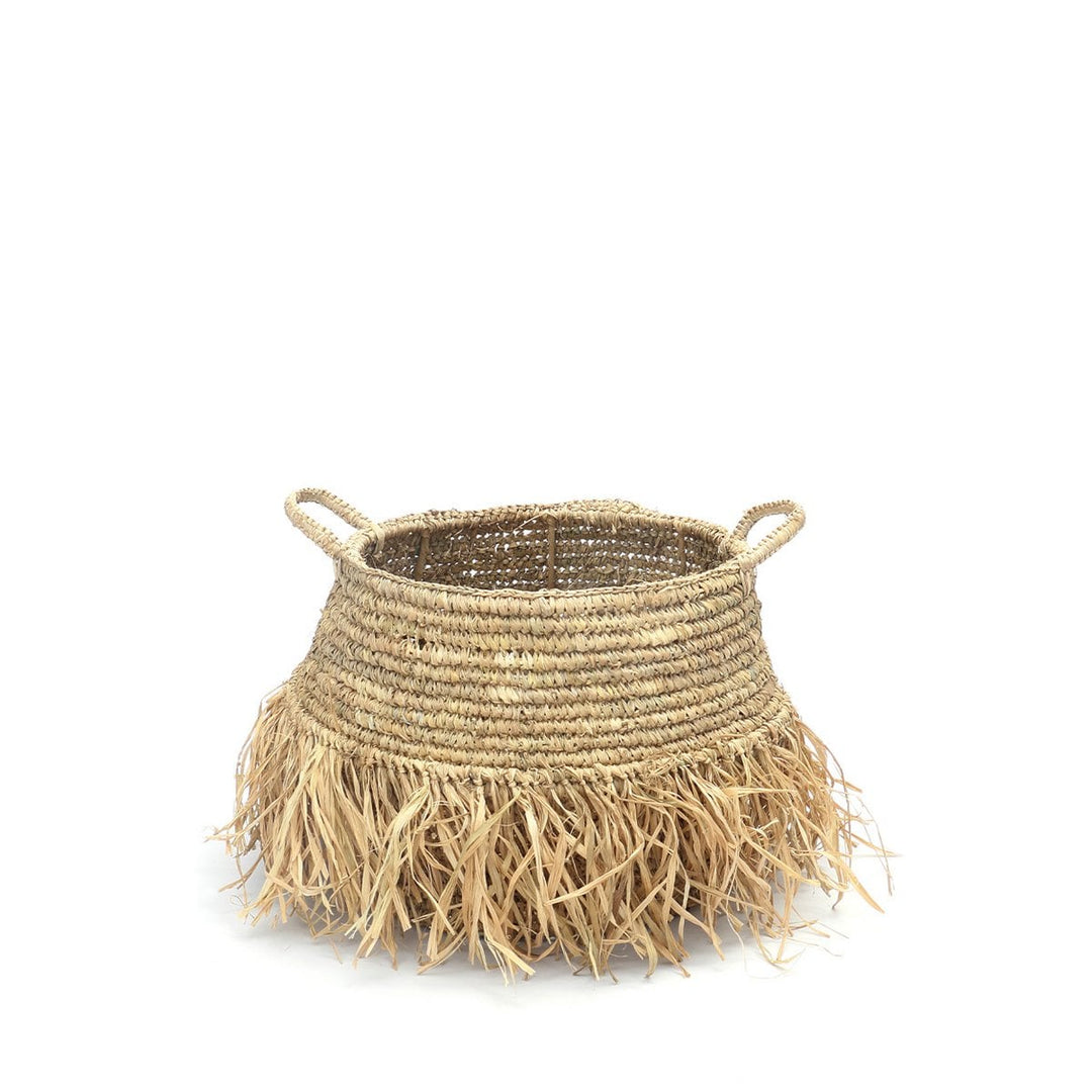 RAFFIA DELUXE Korb - Aufbewahrungskorb mit Griffen - Bast Natur M