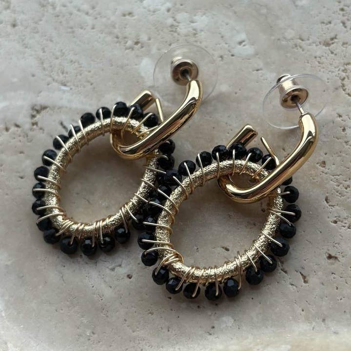 Statement Ohrringe - Ohrstecker schwarz/gold