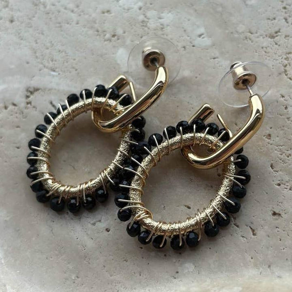 Statement Ohrringe - Ohrstecker schwarz/gold