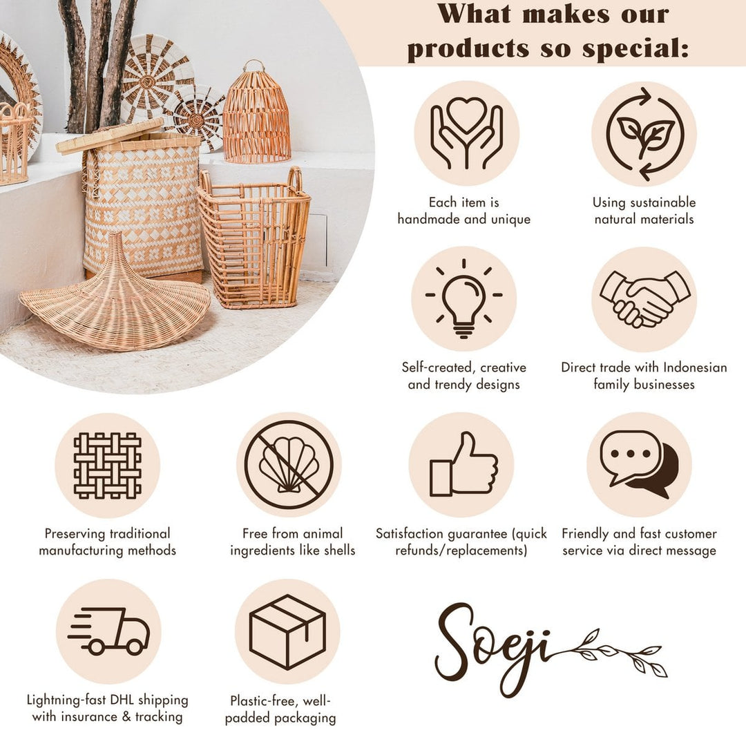 handgefertigter Couchtisch BAYU - Rattan Beistelltisch