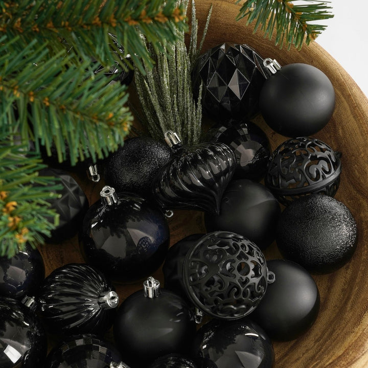 Weihnachtskugeln Set – 60 Stück – Ø7 cm – Kunststoff – Schwarz