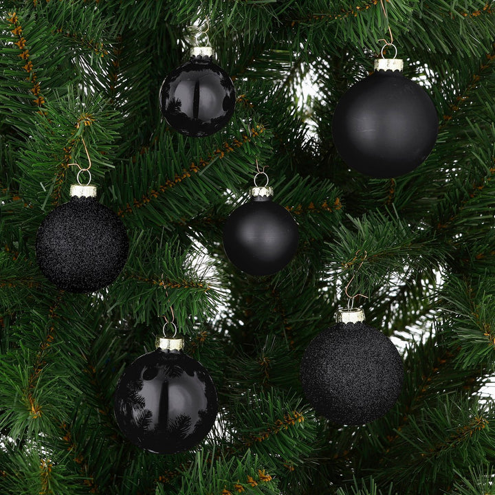 Weihnachtskugeln Set – 42 Stück – Ø7 cm – Glas – Schwarz