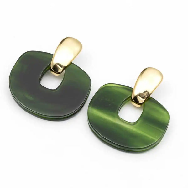Ohrringe - Stecker in Gold-Grün