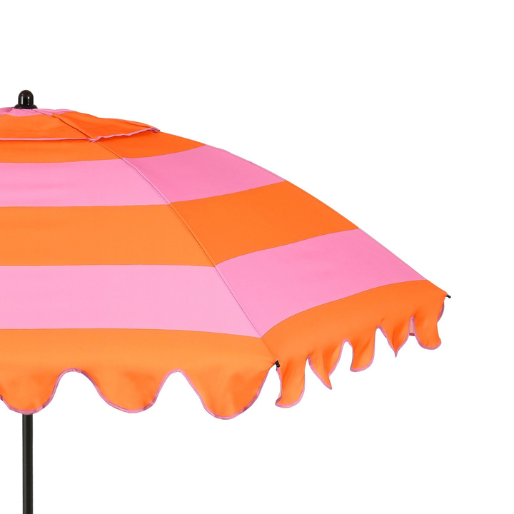 RETRO Sonnenschirm mit Wellenkante - Rosa-Orange
