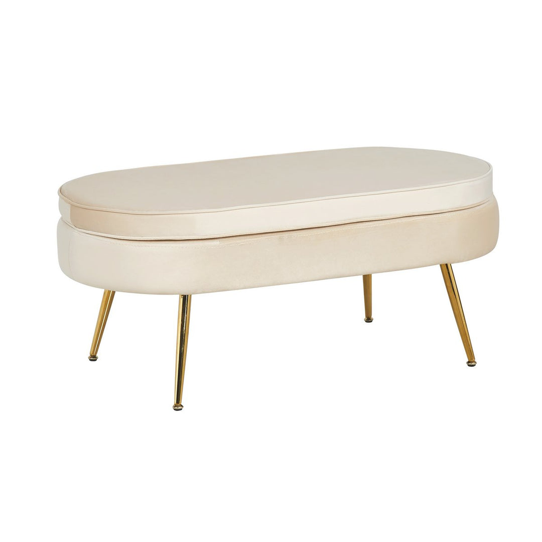 Hocker ARIELLE - Sitzbank - Oval Samt Beige