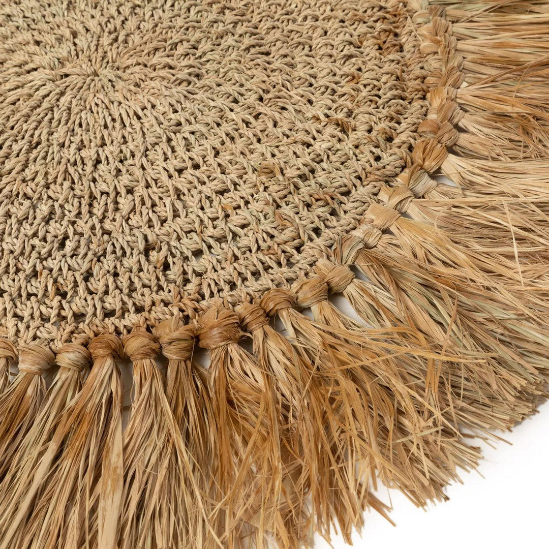 CROCHET RAFFIA Tischset mit Fransen - Platzset - Wanddeko