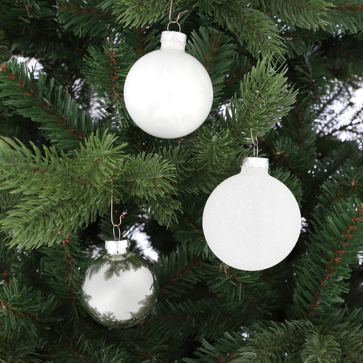 Weihnachtskugeln Set - 26 Stück - Ø7 cm - Glas - Weiß