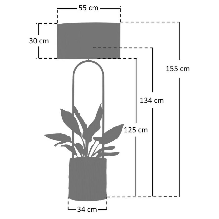 Stehleuchte BRANCHES - Deko Lampe mit Pflanztopf - Leinen/Treibholz Natur 155cm