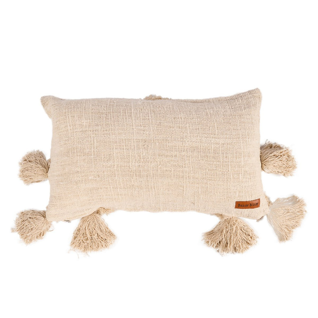 NOMAD TASSEL Kissenbezug mit Quasten - Creme 35x60