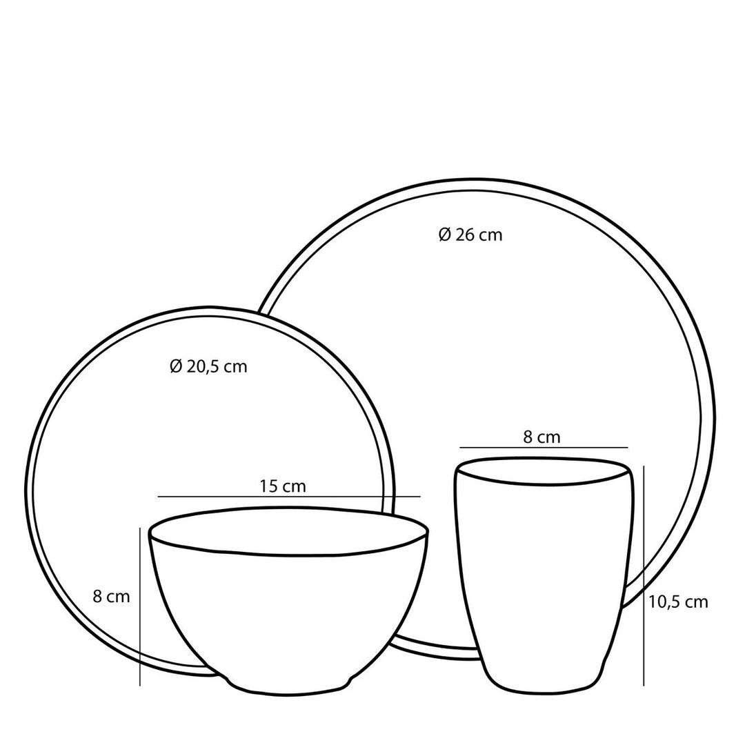 Tabo Geschirrset - 4 Personen - Grau