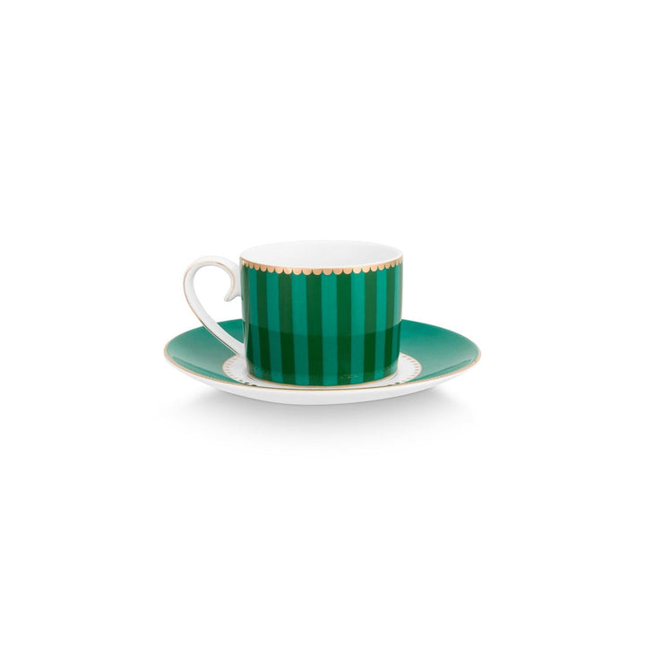 Espressotassen 2er-Set LOVE BIRDS MEDALLION Stripes GREEN
