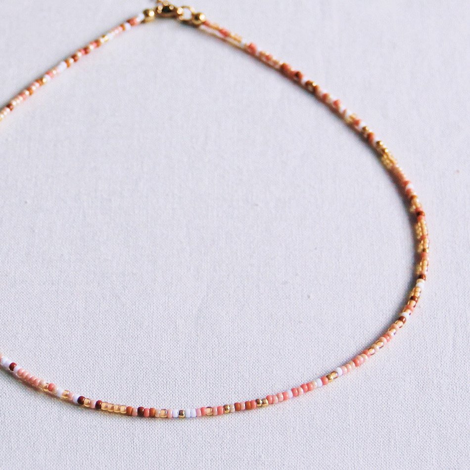 Halskette - Miyuki-Perlen - Mix Nude/Gold