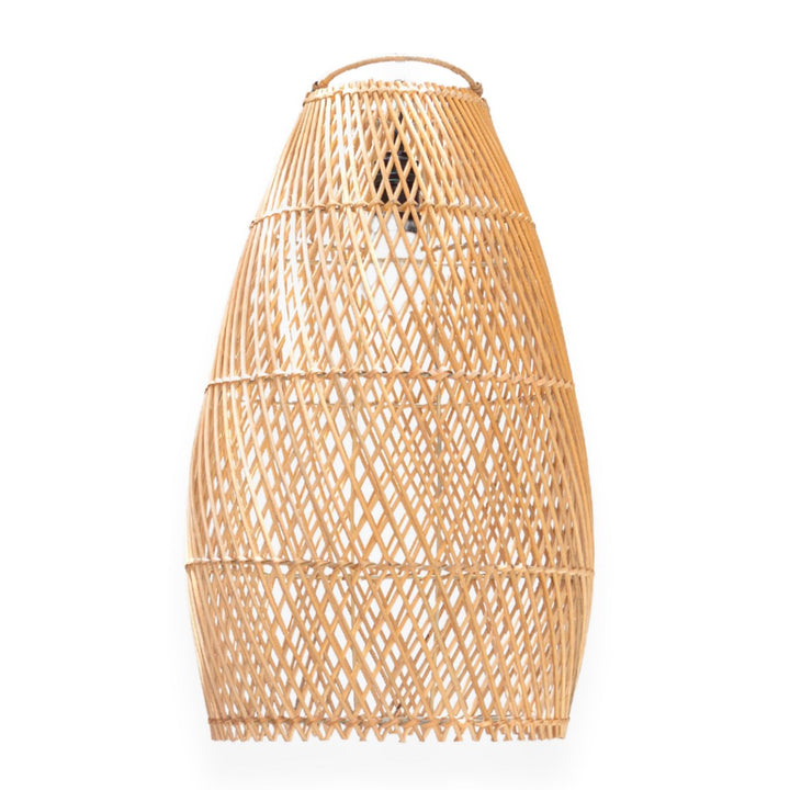 Hängelampe TABUNG aus Rattan – Handgewebter Boho-Lampenschirm
