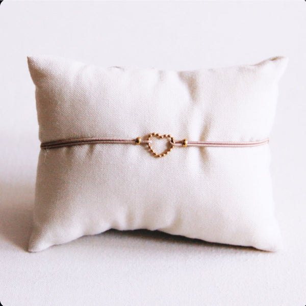 Armband - Charm Gold DOTS HEART - Taupe