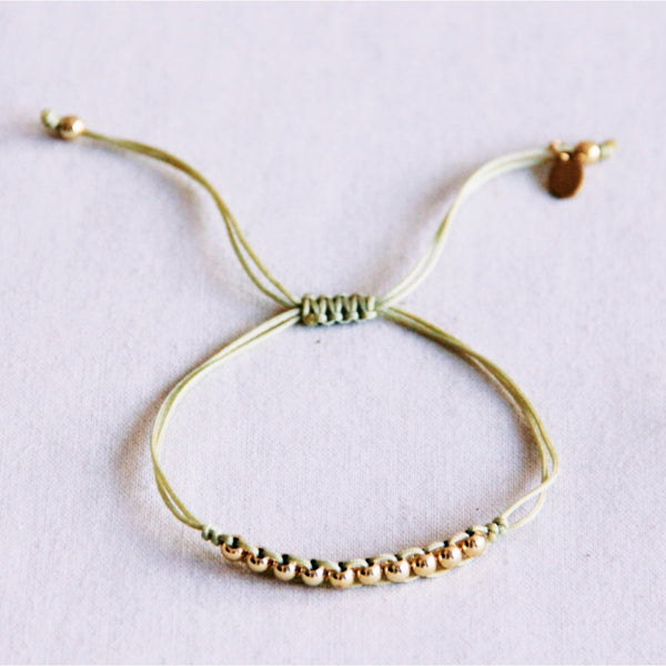 Armband - Satinband PEARLS Gold - Grün