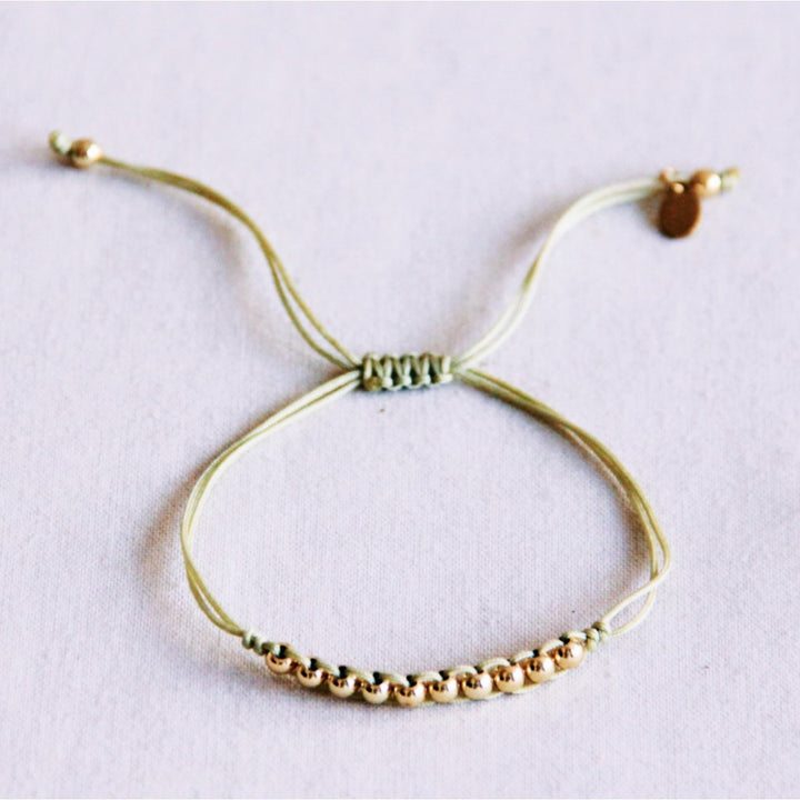 Armband - Satinband PEARLS Gold - Grün