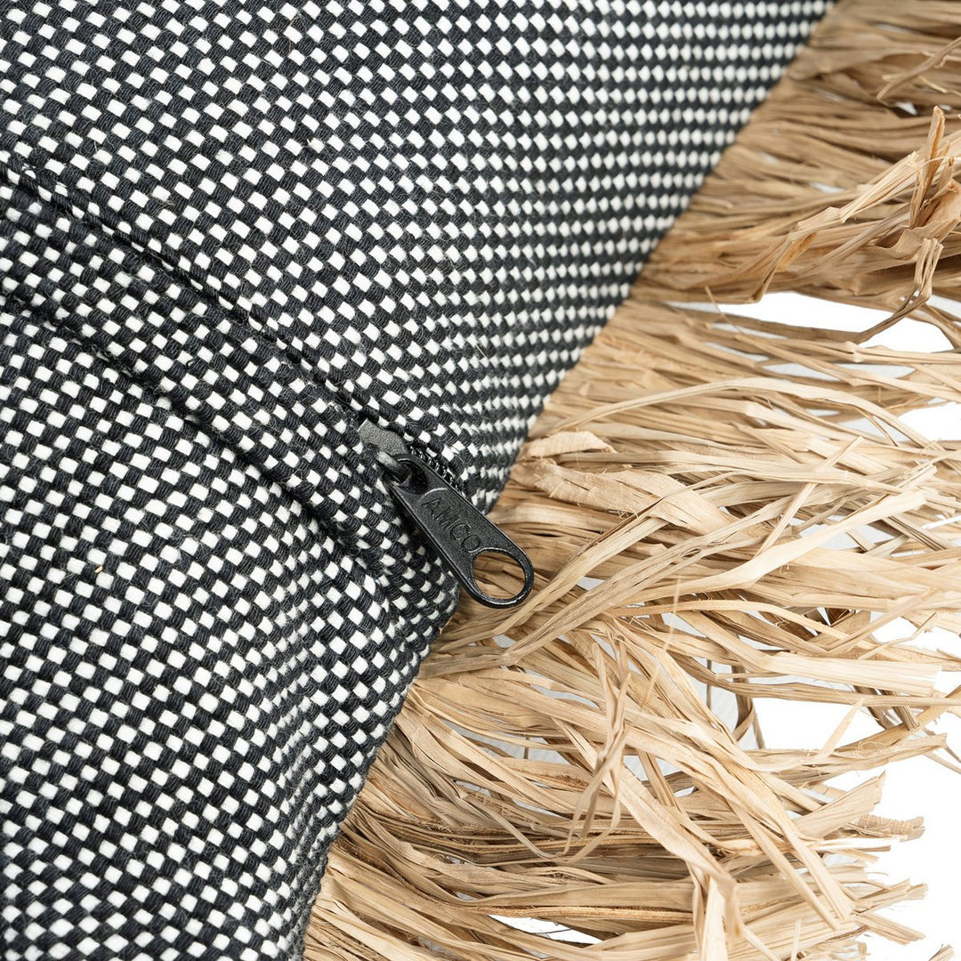 COTTON BONITA Kissenbezug - Baumwolle mit Raffia Fransen 40x40