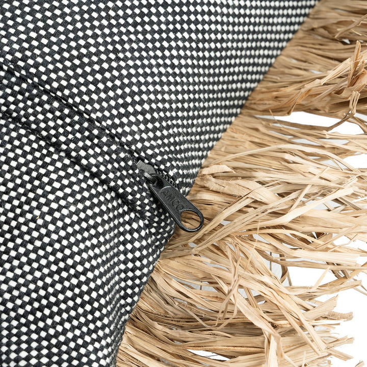 COTTON BONITA Kissenbezug - Baumwolle mit Raffia Fransen 40x40