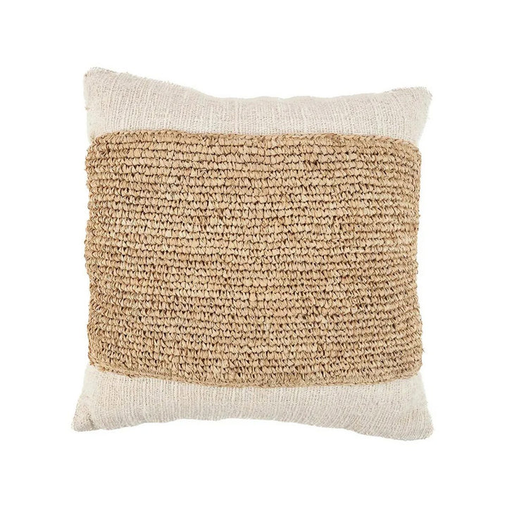 RAFFIA STAMP Kissenbezug - Baumwolle & Raffia Natur 50x50