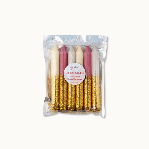 Dip Dye Kerzen im Set: Glitter Classic