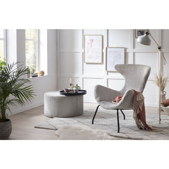 Sessel TERJE - Relaxsessel mit Armlehnen - Cord Textrur Grau