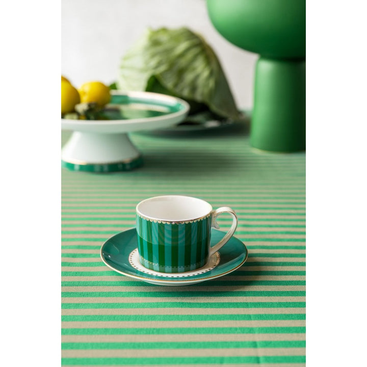 Espressotassen 2er-Set LOVE BIRDS MEDALLION Stripes GREEN